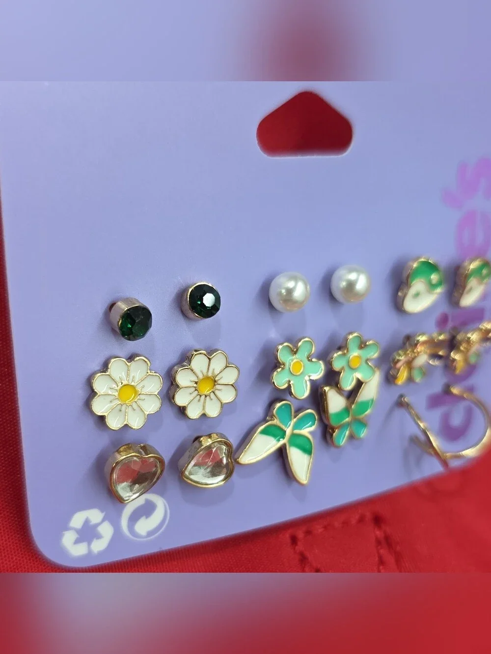 Claire's Green Floral & Butterfly Earring Set